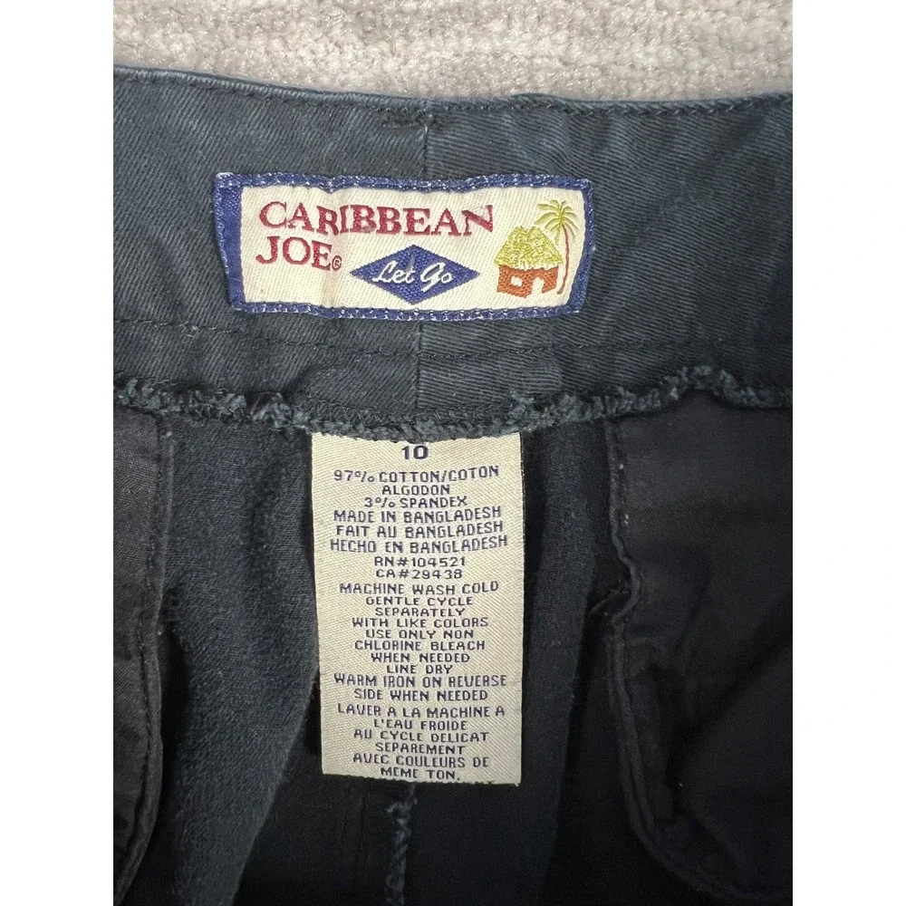 Caribbean Joe Pants Womens 10 Navy Blue Straight Leg‎ Cotton Blend Stretch Chino